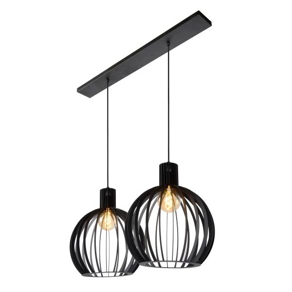 Lucide MIKAELA - Pendant light - 2xE27 - Black - detail 4